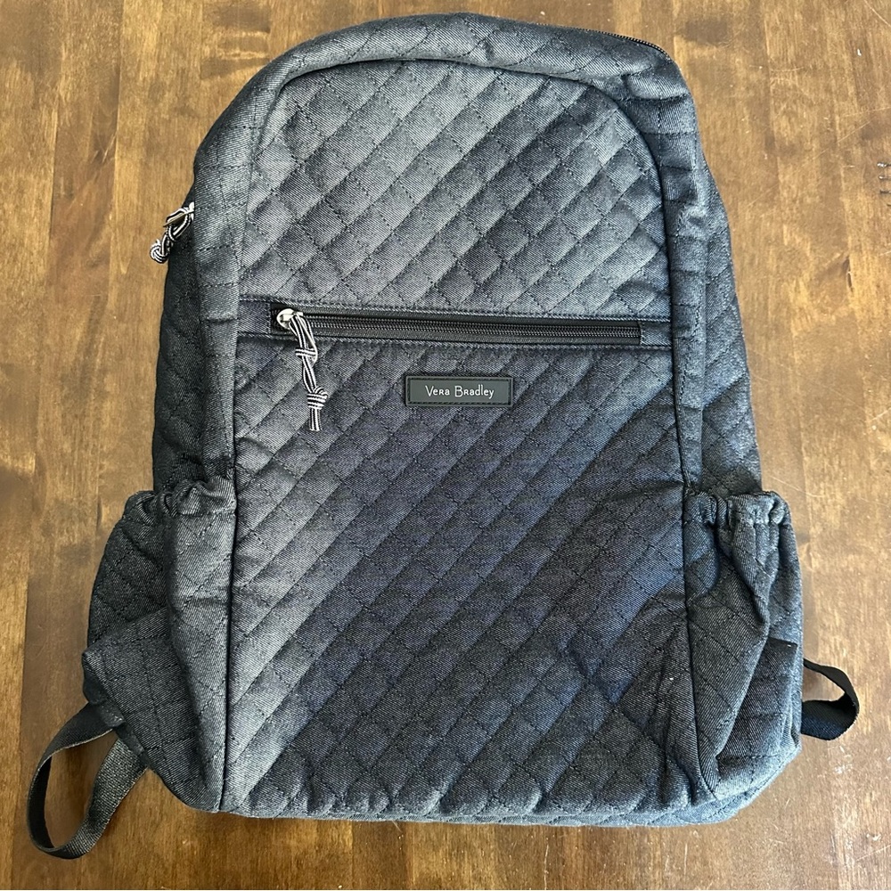Vera Bradley Quilted Navy Blue Backpack‎ Travel Vacation School Preppy 💙